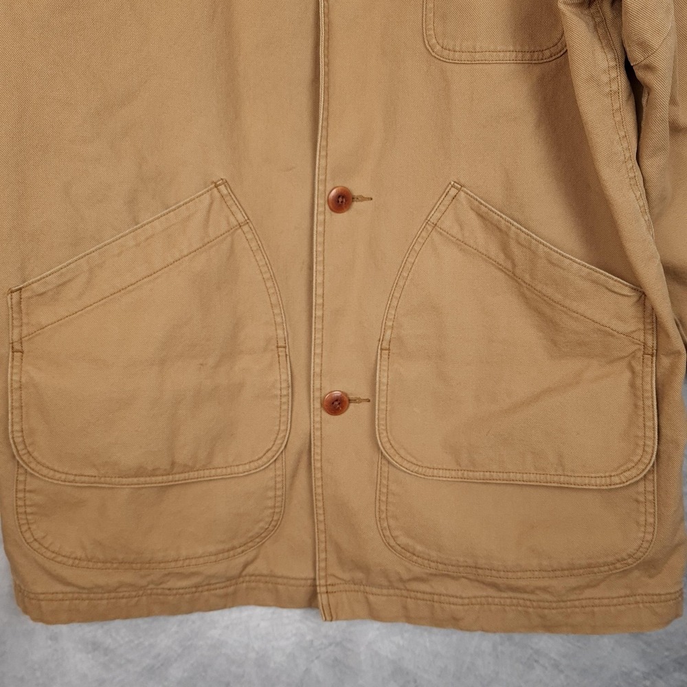 LL Bean Barn Coat Mens Large Brown Canvas Plaid Lined Corduroy Collar Workwear - Picture 6 of 16